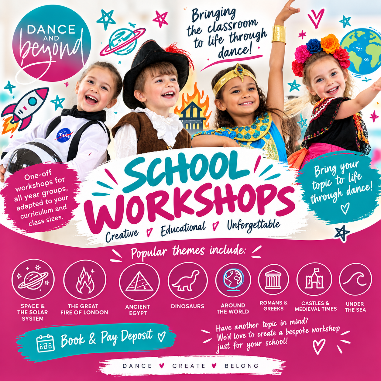🚀 School Workshops-Bring your classroom topic to life through dance!